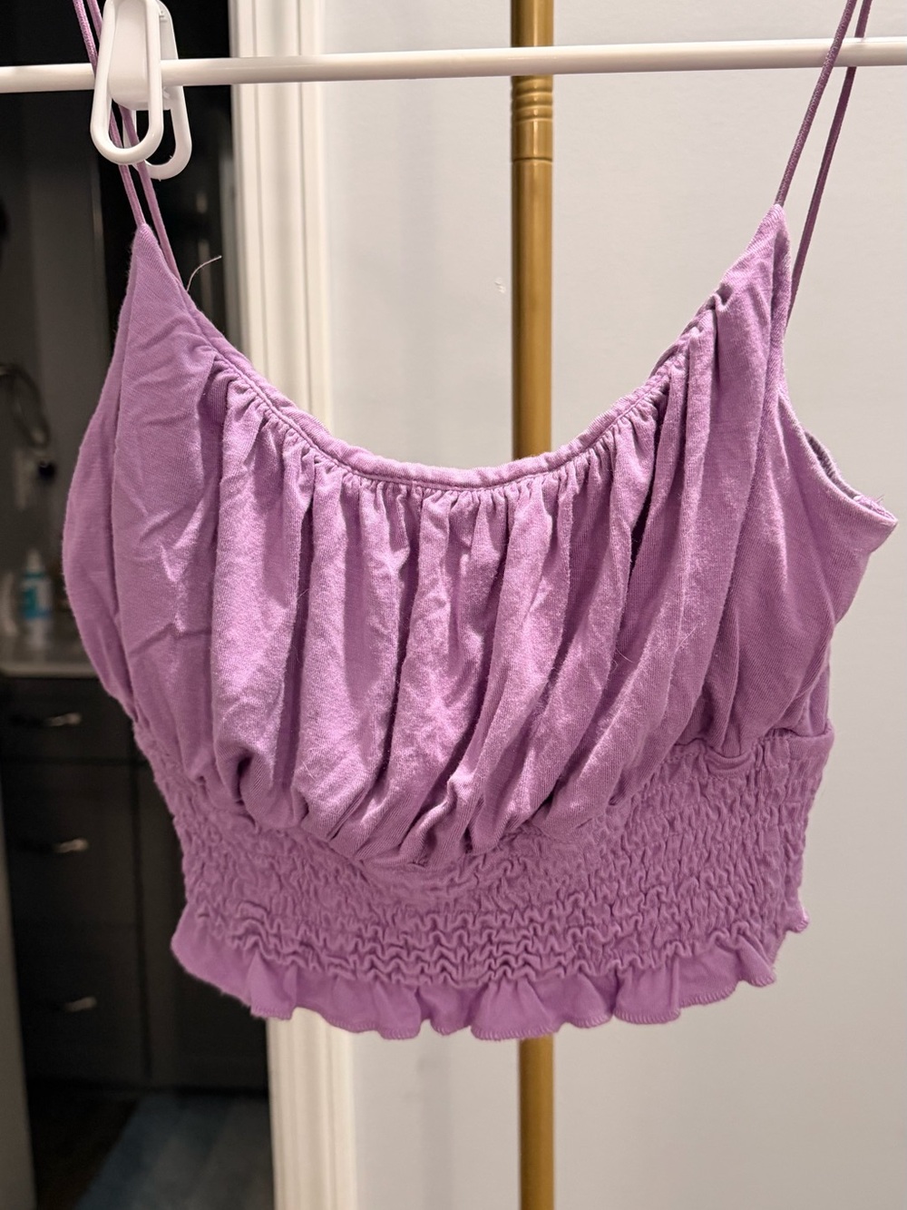 HYFVE Lavender Ruched Smocked Crop Cami